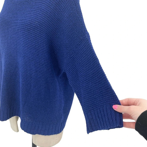 Eileen‎ Fisher Ribbed Knit Linen Blend Sweater Blue Size Medium - Picture 5 of 9